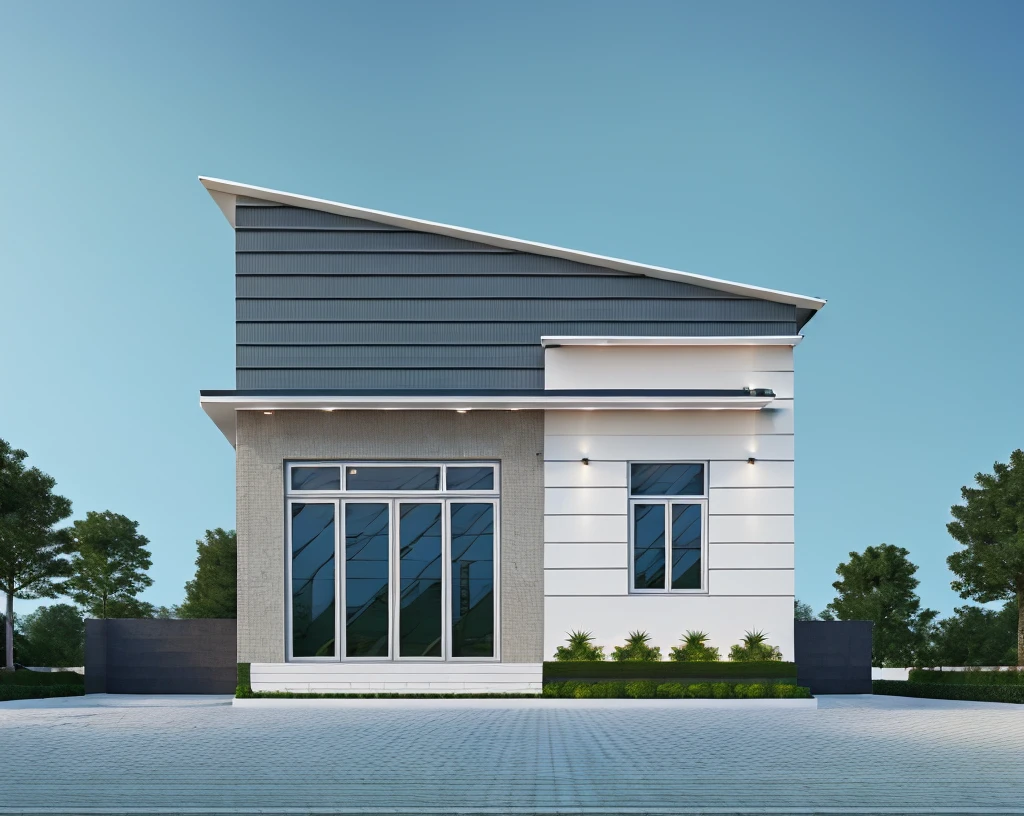 Realistic images, extremely detailed, a modern house,(((1 road in font ...