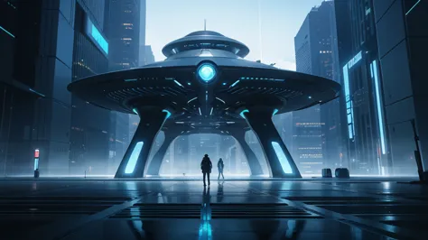 futuristic architecture: use modern buildings with bold designs and clean lines. incorporate futuristic skyscrapers, perhaps wit...