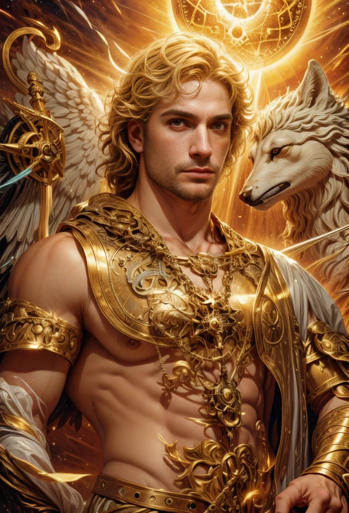 um retrato de(( um homem belo como os Deuses )), ((peitoral forte e largo)), pernas fortes e musculosasin high definition, em 8K de ((um homem)) de 18 anos, (( Homem)), Deus do Mar, Deus do Oceano, Luthien, arte de deus, Deus da mitologia grega, Deus da Lua, Deus do amor e da paz, deus bonito, Mitologia do Deus da Terra, o deus Eros, Um retrato impressionante de um deus, Frank Kelly Freas, Estilo Karol Bak, ((beautiful face)), Ultra Definition, melhor qualidade, 32k ultra , Ultra HD