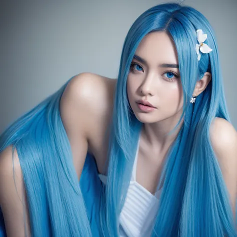 Beauty blue hair，reality