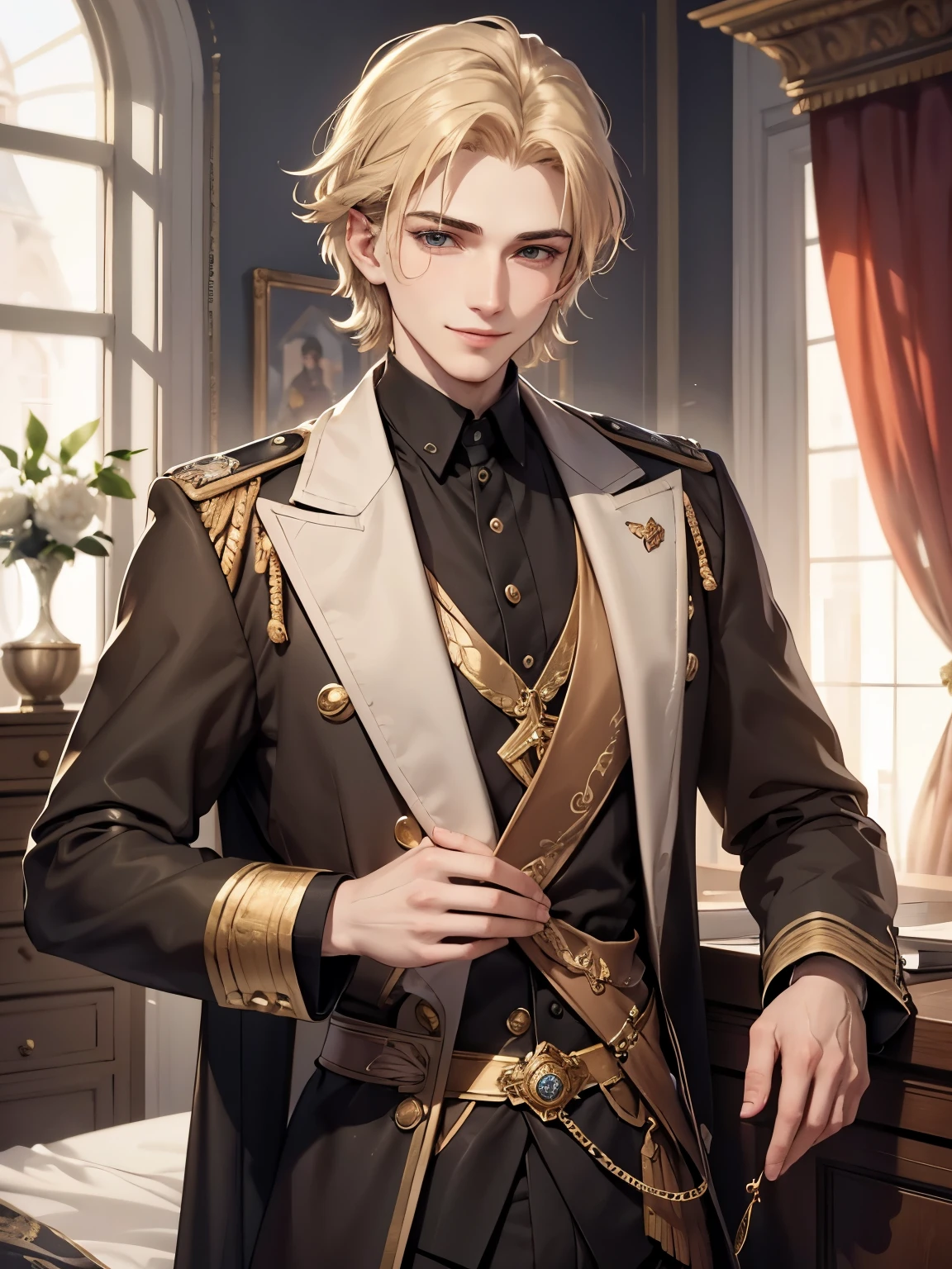 Nikolai is 20 years old, he has golden hair, shaved on one side and styled on the other, light brown eyes and slightly hooked nose, he has a beautiful face, &quot;outlined by the features of a fairy-tale prince&quot;. He is described as extremely charming, handsome and smiling