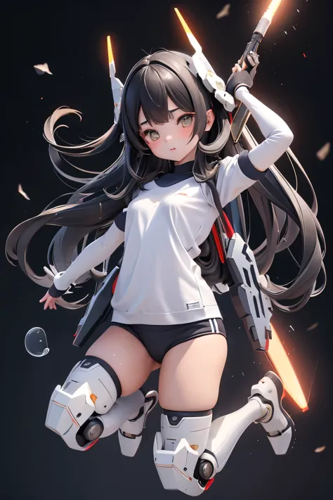 (highest quality)), ((masterpiece)), (very detailed: 1.3), 3D, {(1 girl)}, (wear navy buruma and white gym uniform with colored ...