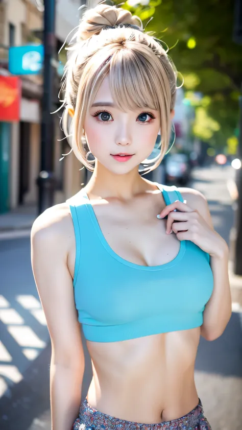 one girl、hatsune miku cosplay、anatomy、Correct depiction of the human body、Upper body angle、、１４talent、beautiful white skin、cute face、small nose、plump lips、small orange eyes、meticulously drawn face、highly detailed skin、natural skin texture、Your fingers are c...