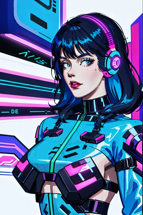 a digital painting of a woman with blue hair, cyberpunk art by josan gonzalez, behance contest winner, afrofuturism, synthwave, ...