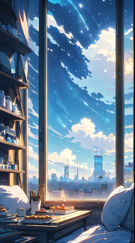 (masterpiece:1.2), best quality,PIXIV,cozy animation scenes,
scenery, cityscape, city, skyscraper, building, window, cloud, sky,...