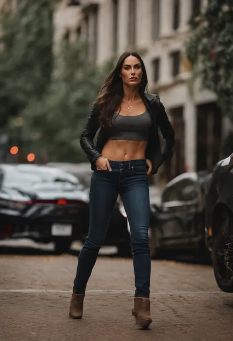 Megan Fox is standing up peeing in her tight jeans - SeaArt AI