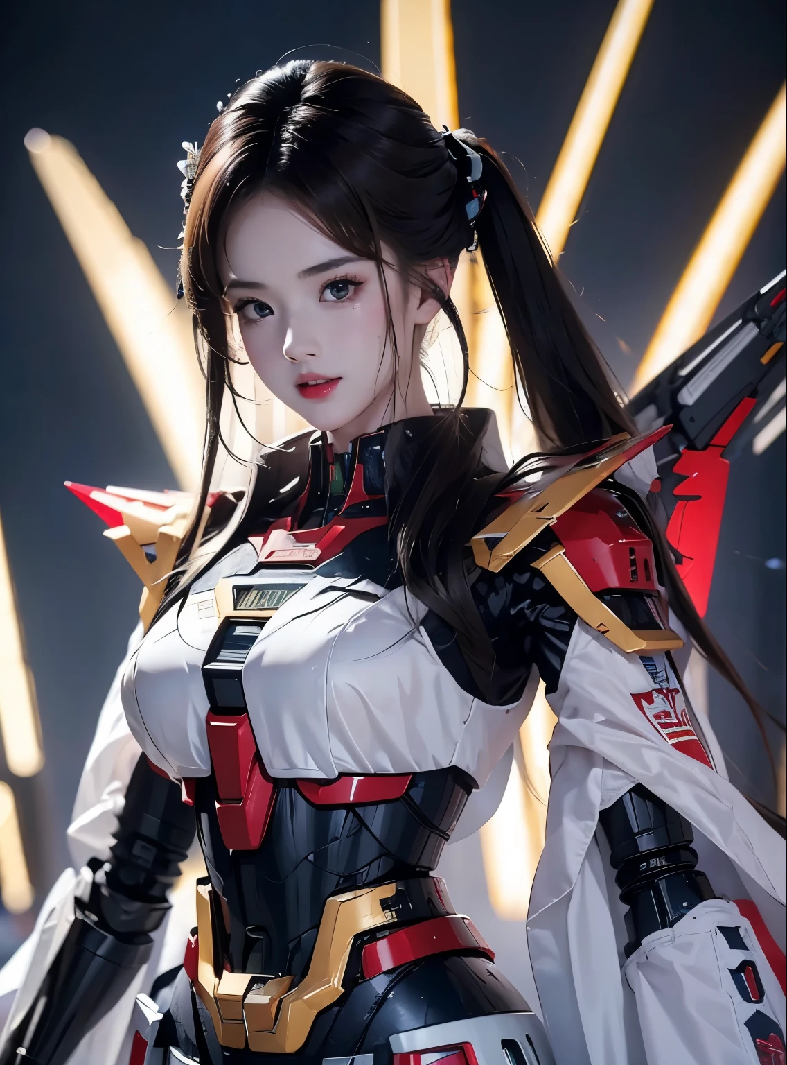 Súper detallado, Detalles avanzados, alta calidad, 最alta calidad, Alta resolución, 1080p, disco duro, Hermoso,(GUNDAM),Hermosoサイボーグの女性,Chica cyborg mecha,Modo de batalla,chica de cuerpo mecha,彼女は未来的なGUNDAMメカを身に着けています,tiro de cuerpo completo