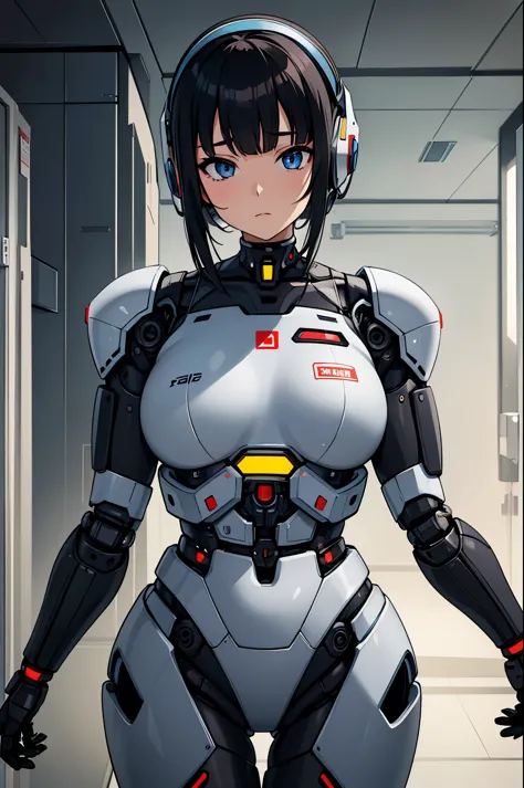 masterpiece, best quality, extremely detailed,  Japaese Cyborg girl,Plump , control panels,android,Droid,Mechanical Hand, Robot ...