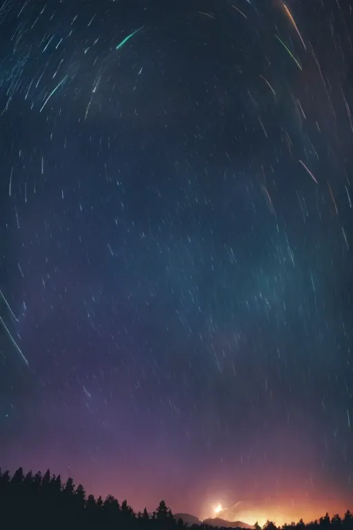 rotating starry sky, star trails with 1 hour exposure,(best quality,4k,8k,highres,masterpiece:1.2),ultra-detailed,(realistic,pho...