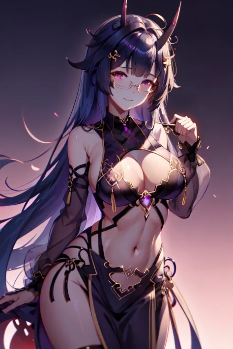 (highly detailed:1.3), 
1girl, solo, light smile, horns, glasses, (o-ring bikini:1.3), 
wrench_aqueousmei, 
Ultra-detail, (highres:1.1), best quality, (masterpiece:1.3), cinematic lighting,