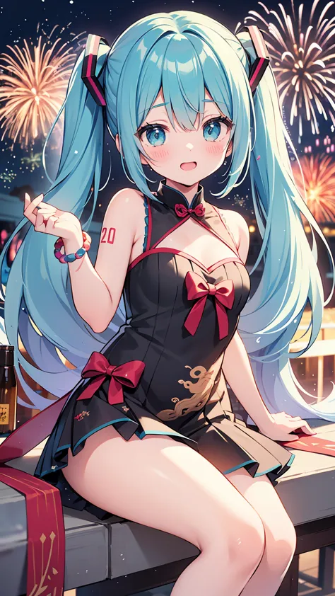New Year of the Dragon，End of the year countdown, Fireworks activities, Hatsune Miku, 微lol, lol，Year of the Dragon mascot