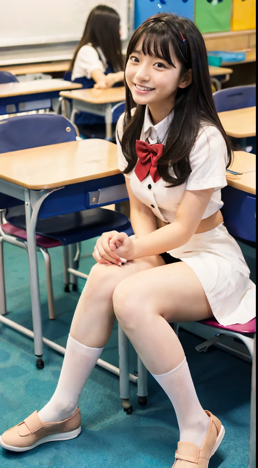 Arafed asian girl sitting on a chair in a classroom - SeaArt AI