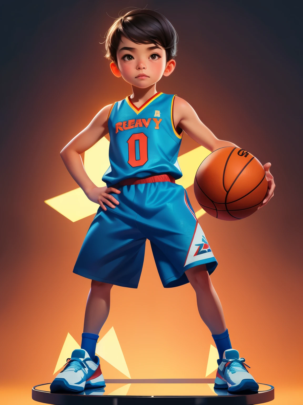 Una imagen de dibujos animados de un niño sosteniendo una pelota de  baloncesto - SeaArt AI