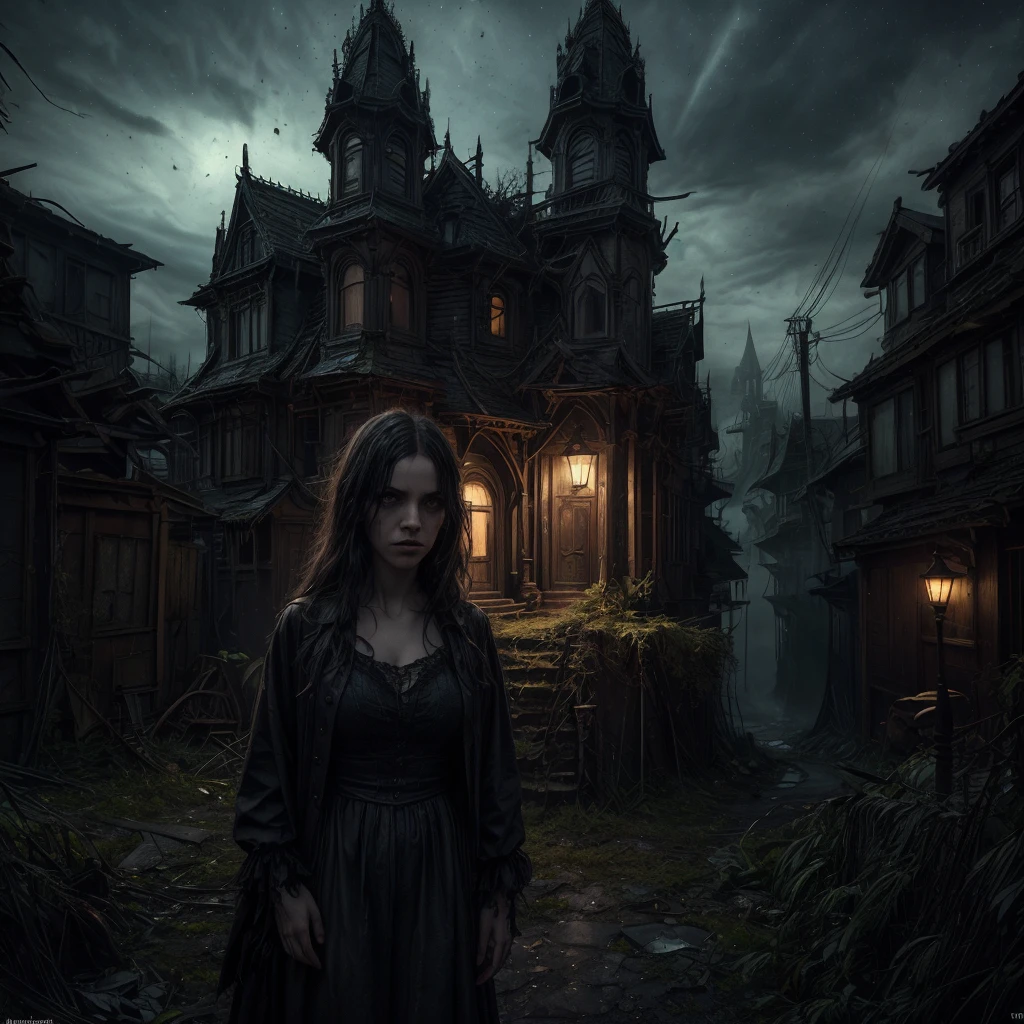 (best quality,4k,8k,highres,masterpiece:1.2),ultra-detailed,(realistic,photorealistic,photo-realistic:1.37),dark fantasy,street scene,unfamiliar environment,detailed buildings,ominous atmosphere,mysterious creatures,horrifying presence,unsettling,shadowy figures,intense darkness, ((two young girls)),long hair,innocent face,vulnerable position,hopeless situation,distressed expression,starry sky,dimly lit street lamps,dark colors,overgrown plants,quirky architecture,strange symbols,haunting shadows,abandoned feel,loneliness,magic in the air,creepy atmosphere,enchanted surroundings,gothic elements,otherworldly aura,dramatic composition,contrasting light and shadow,foreboding,uncertainty, bright weather, sunny day, brigth ambiences, light everywhere, nsfw, exposed woman, naked women, nude 
