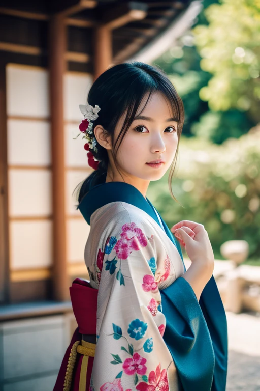 photography realistic, women model full body, Wear a kimono, standing in front of Sensoji Temple (RAW photo:1.2), (photorealistic:1.4), shot by Sony alpha 7 iv, 85mm lens, f/1.4, ISO 100, (masterpiece:1.2), (intricate detailed), (best quality:1.2), (professional photography), (realistic:1.5), (soft light:1.3), (defuse lighting:0.7), (ambient lighting:0.6), (rim lighting,:1.2), fine textures, (depth of field:1.2), (bokeh:1.2), (face focus:1.5), film overlay, film grain,