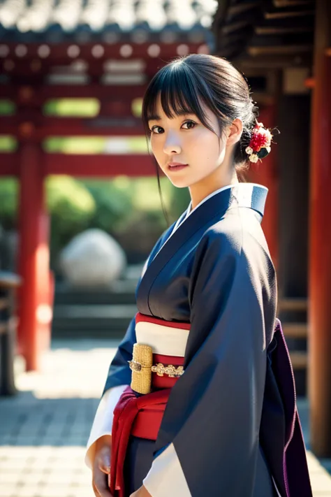 photography realistic, full body, women model, Wear a kimono, In front of Sensoji Temple, Japan, (RAW photo:1.2), (photorealisti...