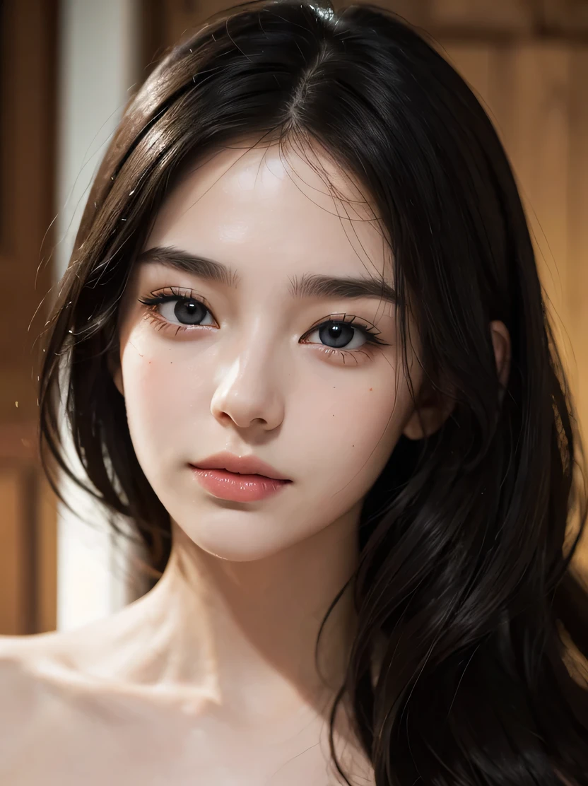 A close up of a woman with long black hair and a white top - SeaArt AI