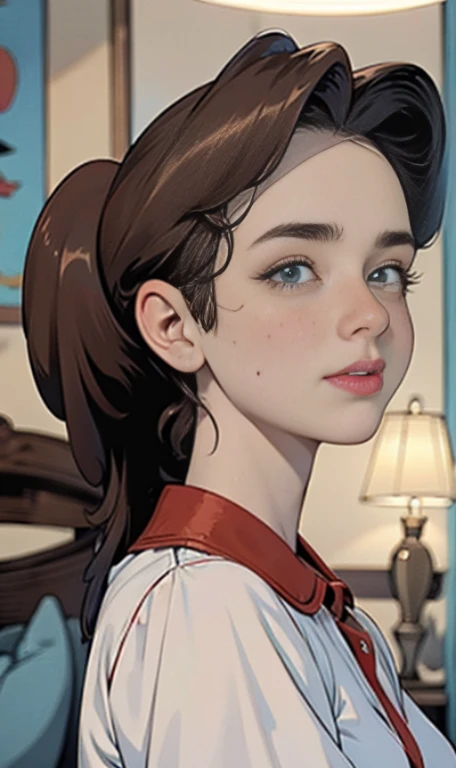 Photo oF a 15 year-old American girl, .RAW, beautiful woman, (Long brown hair with ponytail), light brown hair ponytail hairstyle((portrait)), ((detailed face:1.2)), ((detailed facial features)), (finely detailed skin), Pale skin , blue eyes , winter clothes , red trench coat jacket , red gloves 、a sexy one(cool color), humid, humid, ReFlectoreasutepiece) (perfect proportions realistic photos)(The best quality) (detailed) photographed with a Canon EOS R5, 50mm lens, f/2.8, NffSW, (8k) (wallpaper) (cinematic lighting) (Dramatic lighting) (Sharp focus) (Convoluted) big breasts , big breasts , freckles on cheeks , Whole body , beautiful teenage body , posing sexy to the camera , posing from the front for the camera ,cute makeup , big smile , open lips , Varied background