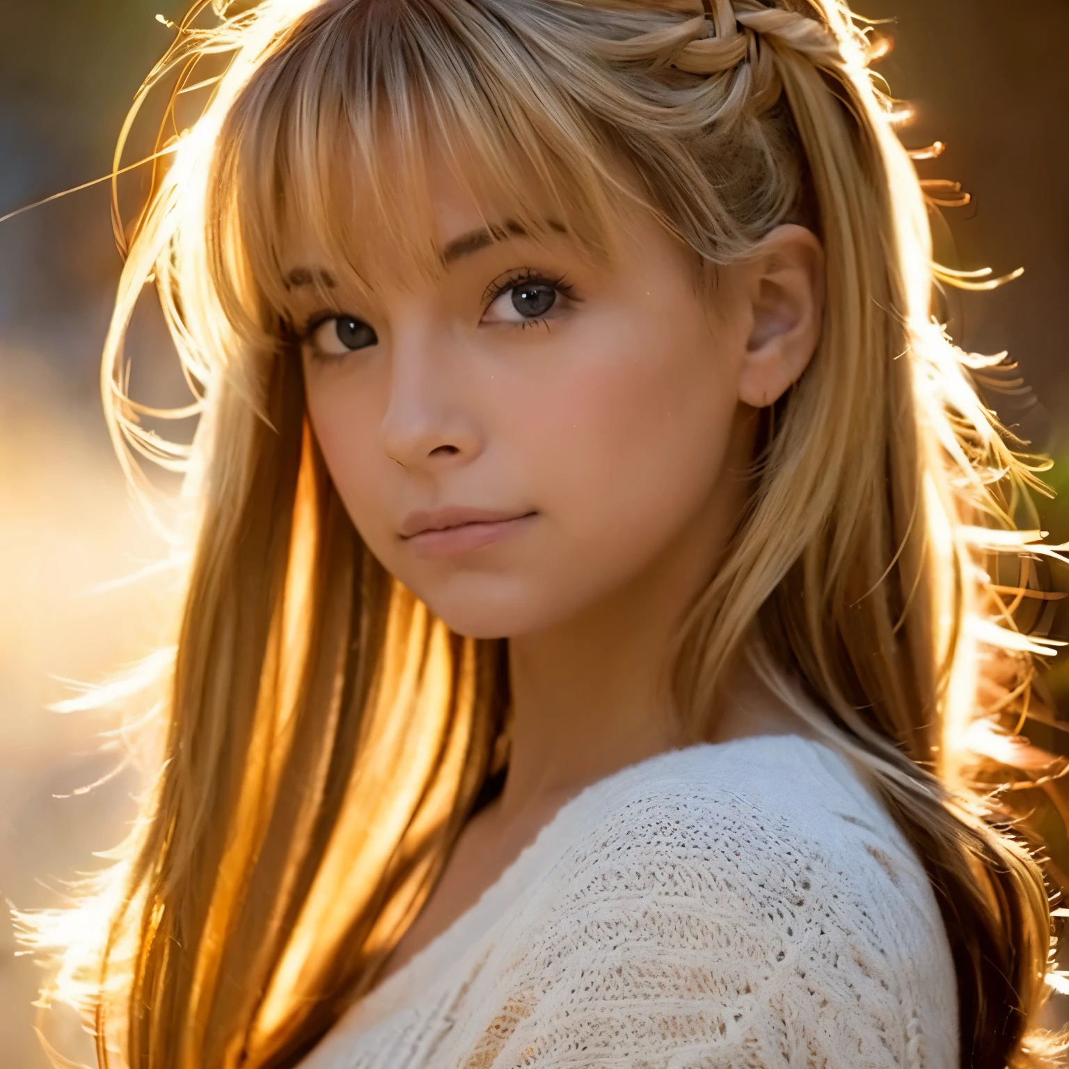 A close up of a young girl with long hair and a braid - SeaArt AI