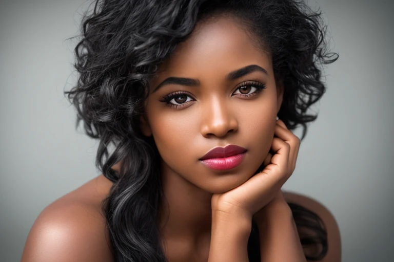 Ebony woman, dark skin tone, (to8contrast style), (Close-up portrait ...