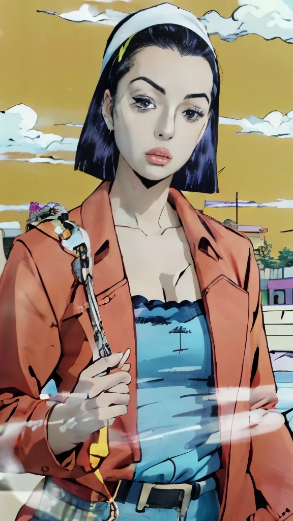 a beautiful woman in Satoshi Kon style - AI Generated Artwork