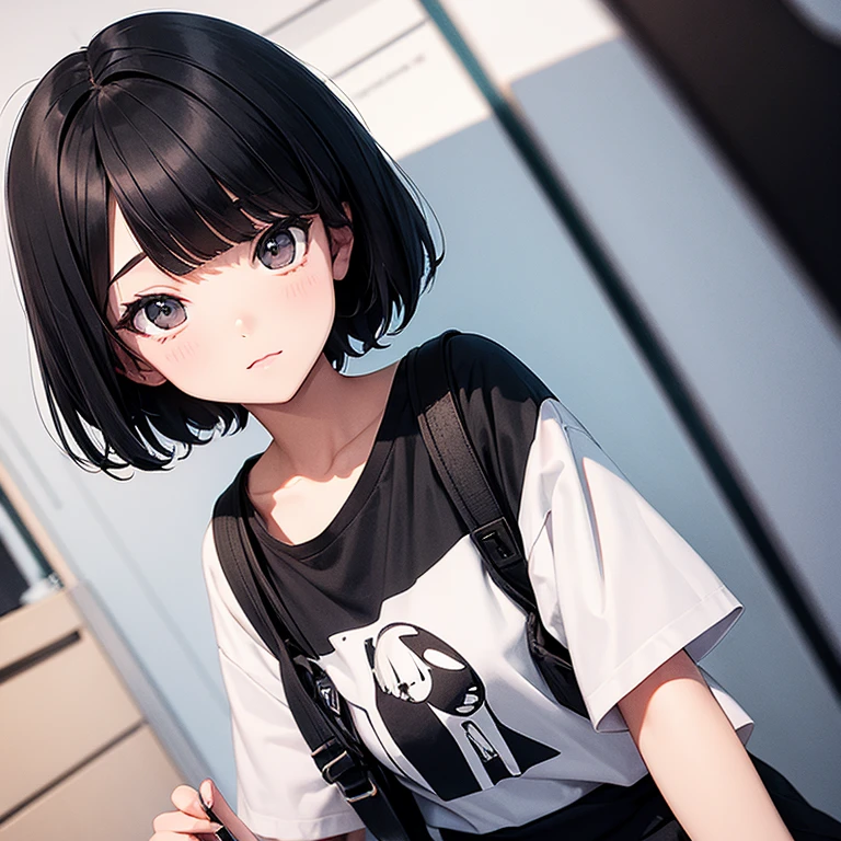 手描きイラスト 水彩原画 ショートヘアの女の子201 短い