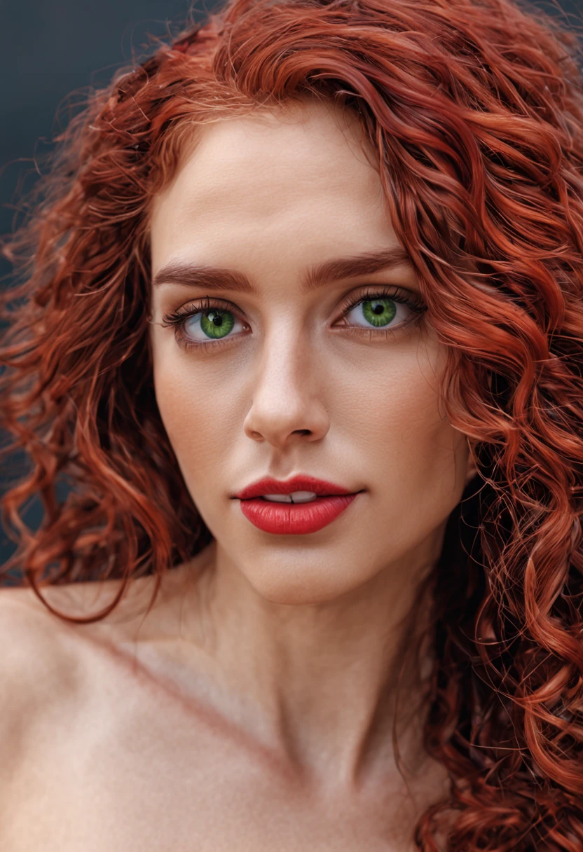 Create the face of a 23 year old latina girl with long curly red hair -  SeaArt AI