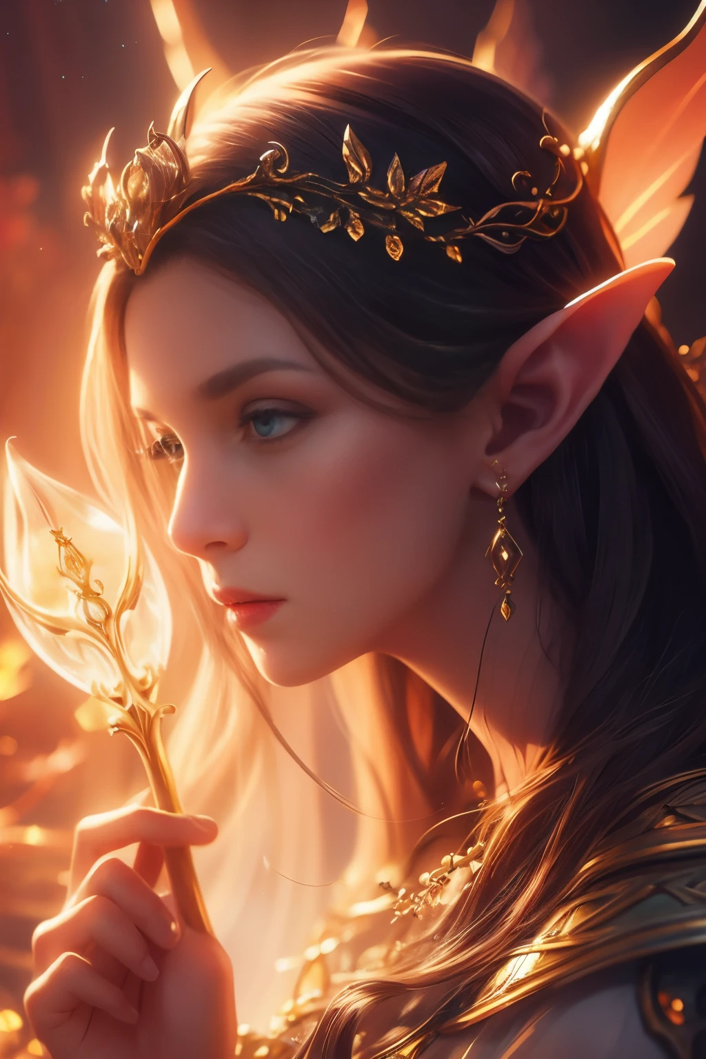 (Best quality, 4k, High-resolution, Masterpiece:1.2), Ultra-detailed, Realistic, Radiant lighting, Epoch Elves, Portraits, Fantastical colors, Fine art, Ethereal beings, Dreamlike, Whimsical creatures, Detailed facial features, Glowing eyes, Elven beauties, Ethereal glow, Mythical creatures, Harmonious composition, Dazzling colors, Stunning visual effects, Otherworldly appearance, Mesmerizing artistry, 