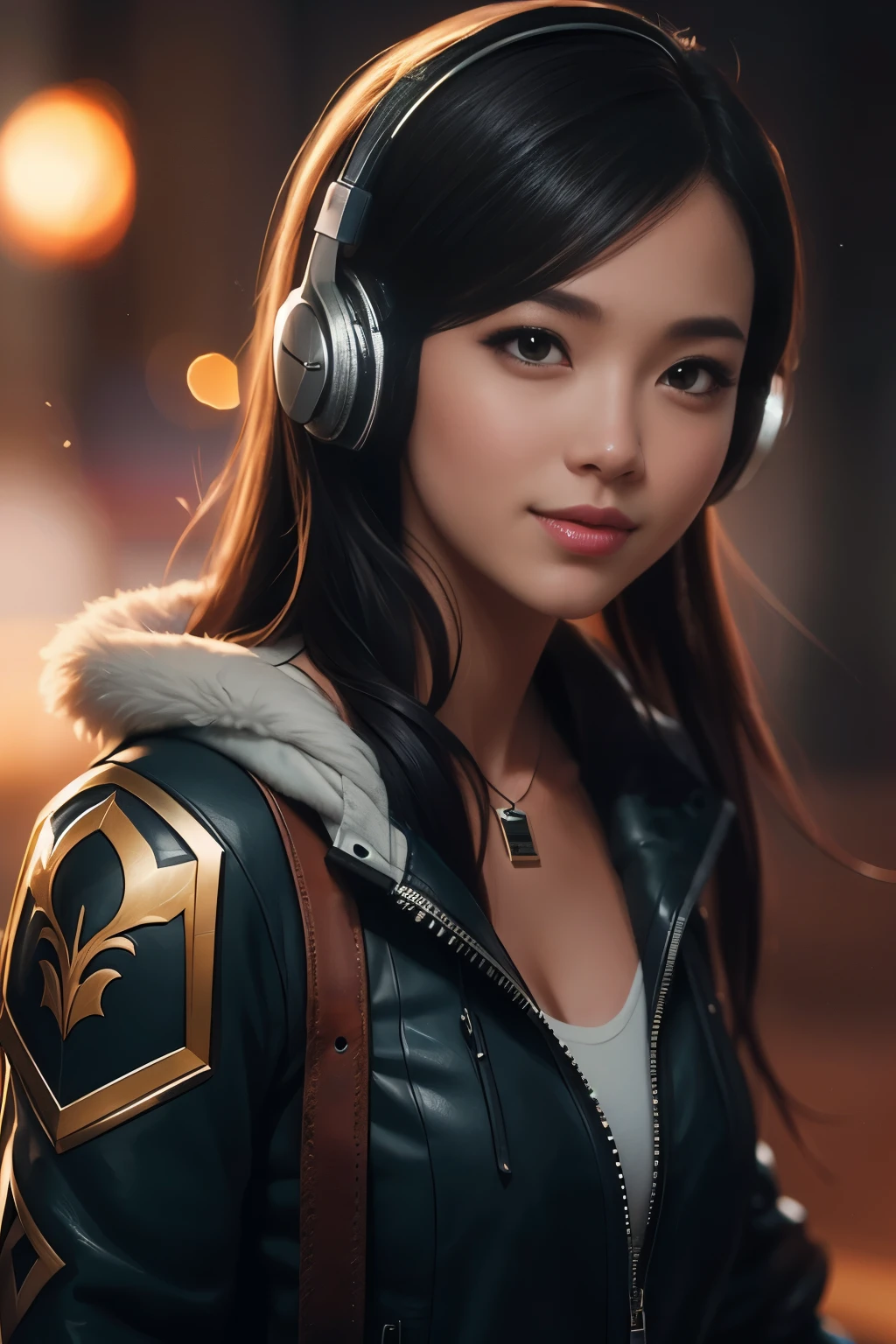 a close up of a girl with headphones on smiling, 8k artgerm bokeh, rossdraws global illumination, league of legends character, stanley artgerm lau, extremely detailed artgerm, style artgerm, ross tran style, ig model | artgerm, rossdraws cartoon vibrant, artgerm lau, trending artgerm