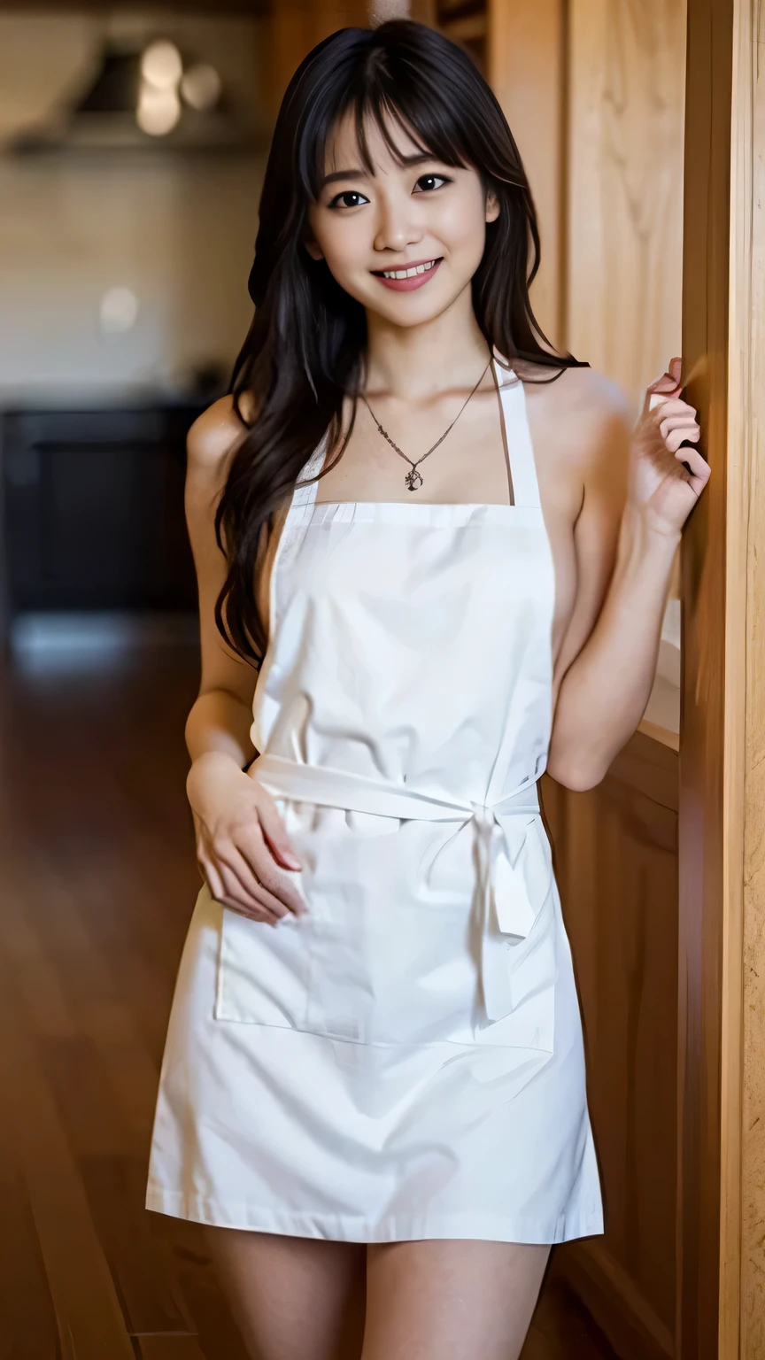 Arafed asian woman in white apron posing for a picture - SeaArt AI