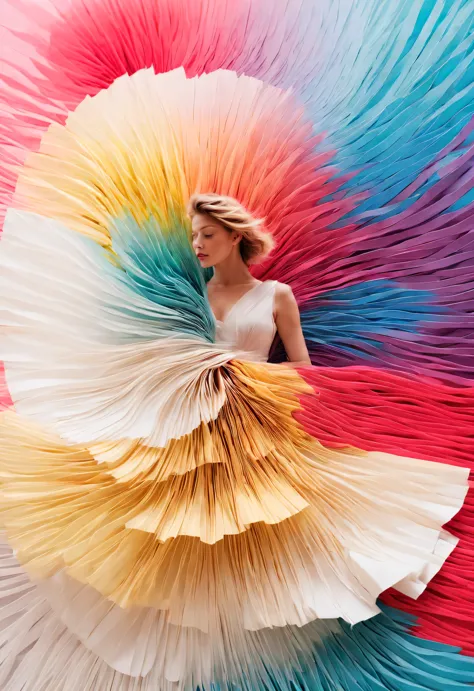 Colorful shredded paper like a rose, a golden cave, Spin wildly in the vortex,,Alyssa Lazer (Aliza Razell) style, beautiful deta...