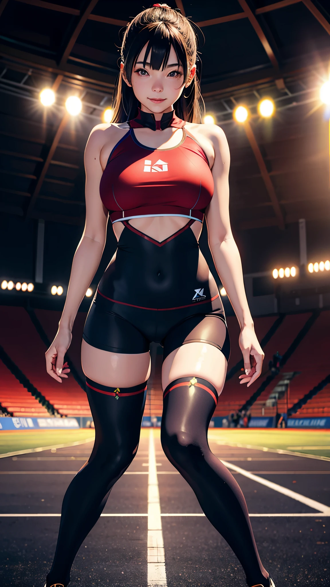 Arafed woman in a sports uniform posing on a track - SeaArt AI