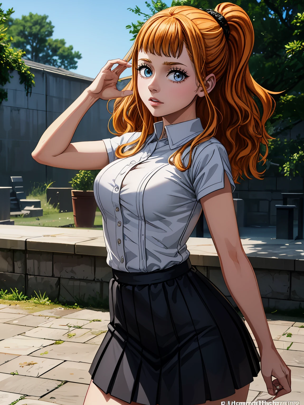 ((masterpiece)), (best quality),, official art, extremely detailed CG unity 8k wallpaper, highly detailed, shiny skin, Depth of field, vivid color,, 1girl, (curvy:1.0), (full body:0.8), girl wearing skirt or dress, sexy , portrait sophie mudd, casual pose, gorgeous young model, cute young woman, a beautiful -aged girl, very pretty model, young , cute young girl, beautiful young girl, beautiful model, long orange hair, light hair, shiny hair, young and cute girl, girl, Mimosa, Black Clover, Mimosa anime, anime, looking at me, wild pose, natural pose, 18+, high shadow texturing, shadows included, looking epic, epic background, epic place, single person, nobody else
