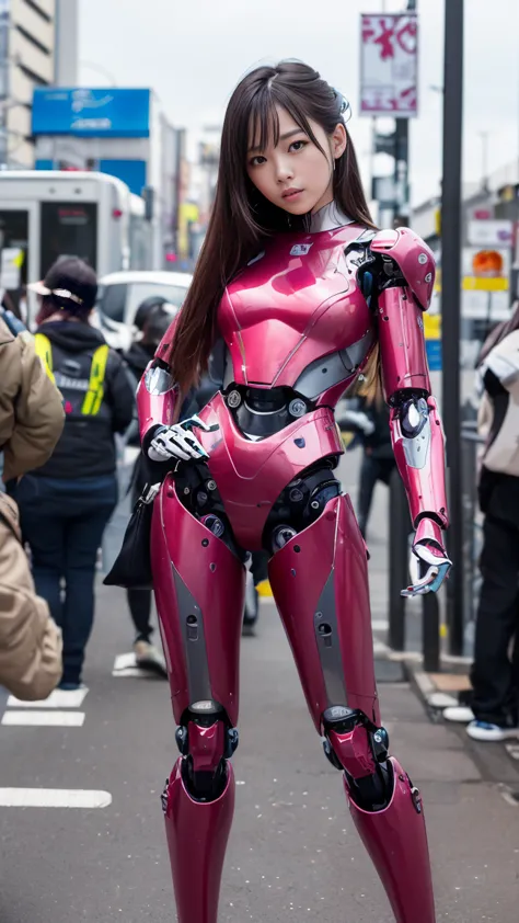 (Photorealsitic:1.4)、one robot woman、(top-quality)、(hyperdetailed face)、(Super well-formed face)、(Robot Parts)、(Female-Robot)、(2...