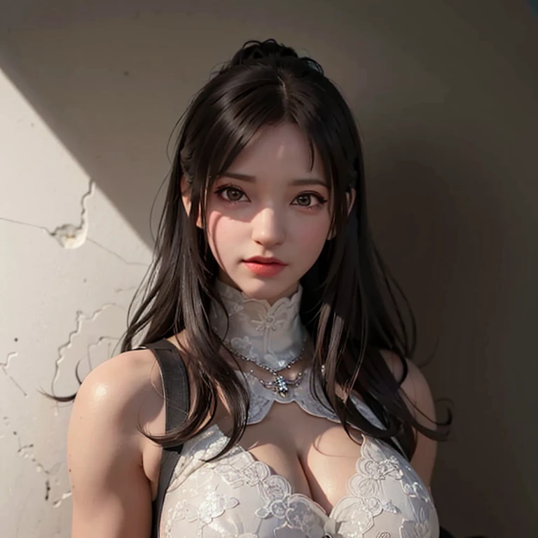 Mujer arafed con un vestido blanco posando para una foto., representación fotorrealista de una chica anime, Representación de retratos 8K, artegerm ; motor 3D irreal, víspera ventrue, 🤤 retrato de , estilo de arte realista, imagen ultra realista, juego generado por computadora, toma de busto cinematográfico, retrato cinematográfico del busto, Seductor retrato de Tifa Lockhart, retrato cinematográfico realista, (piel oscura:1.5) (tetas grandes:2)