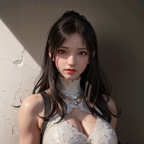 mulher arafed em um vestido branco posando para uma foto, photorealistic rendering of anime girl, 8k portrait rendering, arteger...