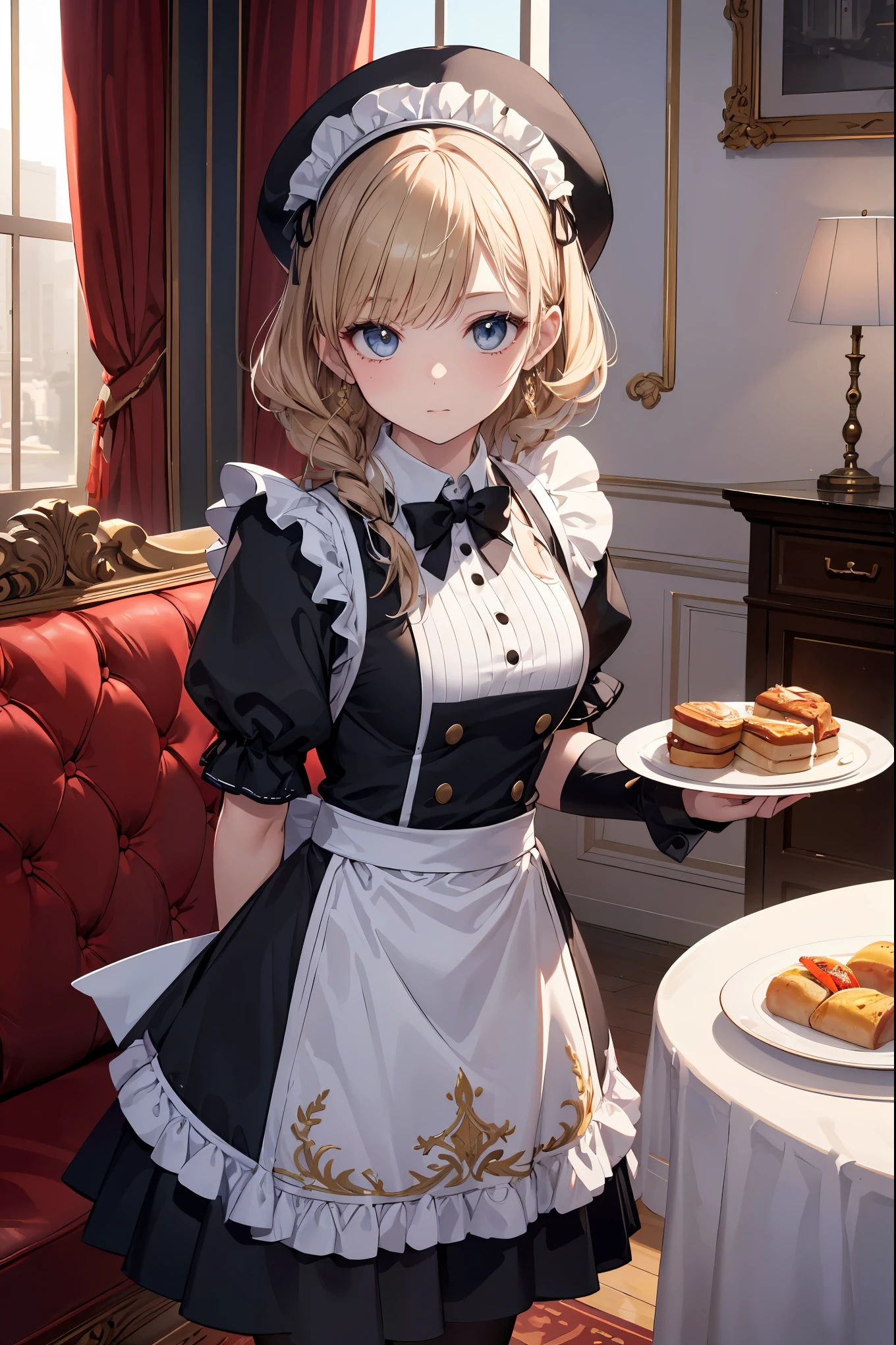 Personaje de anime vestido con traje de sirvienta sosteniendo un plato de  comida - SeaArt AI