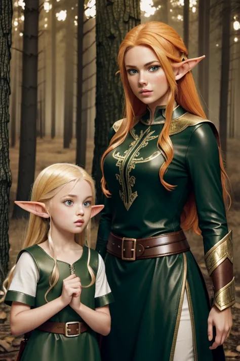 (masterpiece), best quality, expressive eyes, perfect face, two adventurer girls, ( 1 girl, elf ears, blond hair, green eyes, gr...