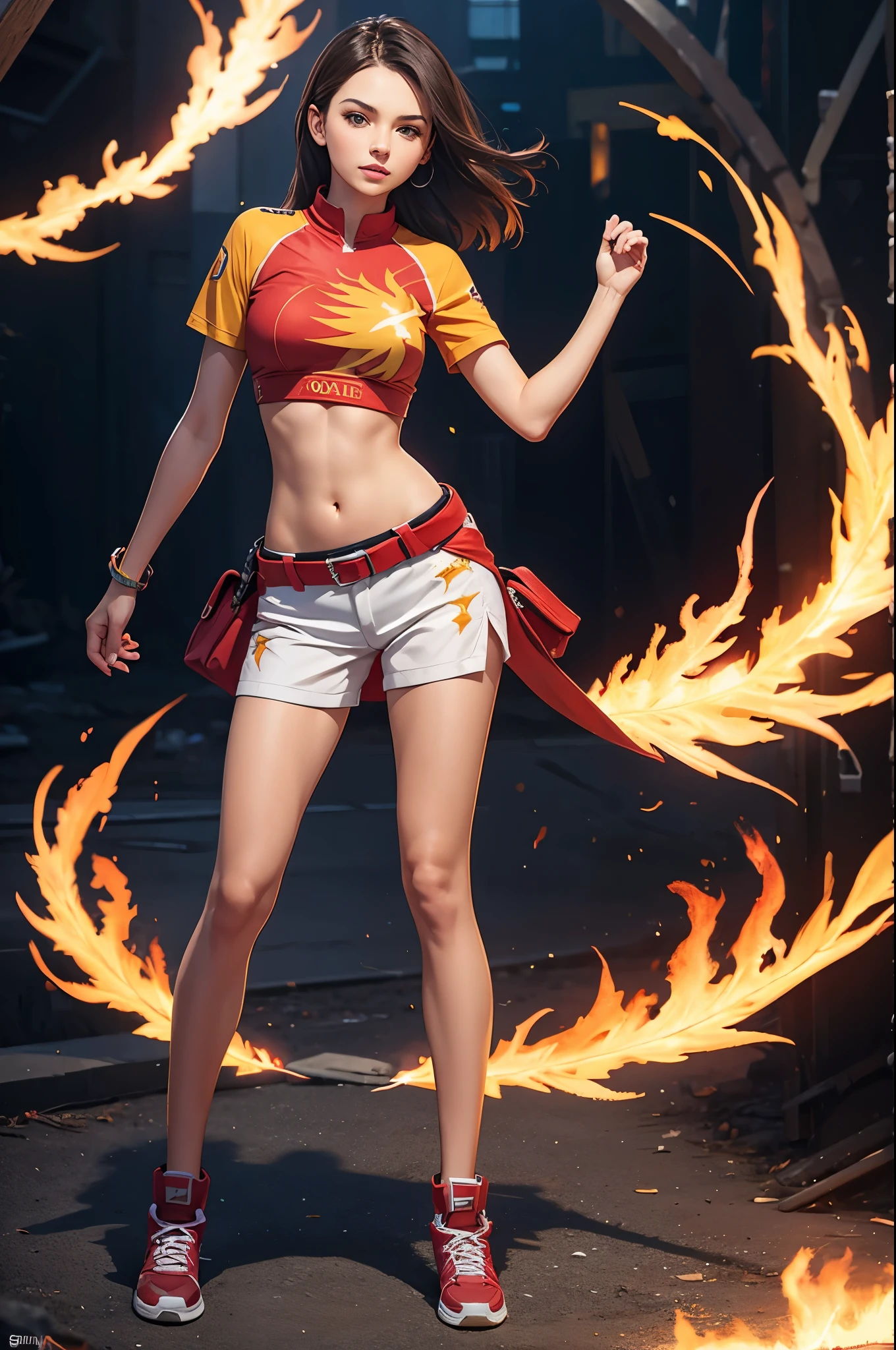 full body, phoenix girl, midriff