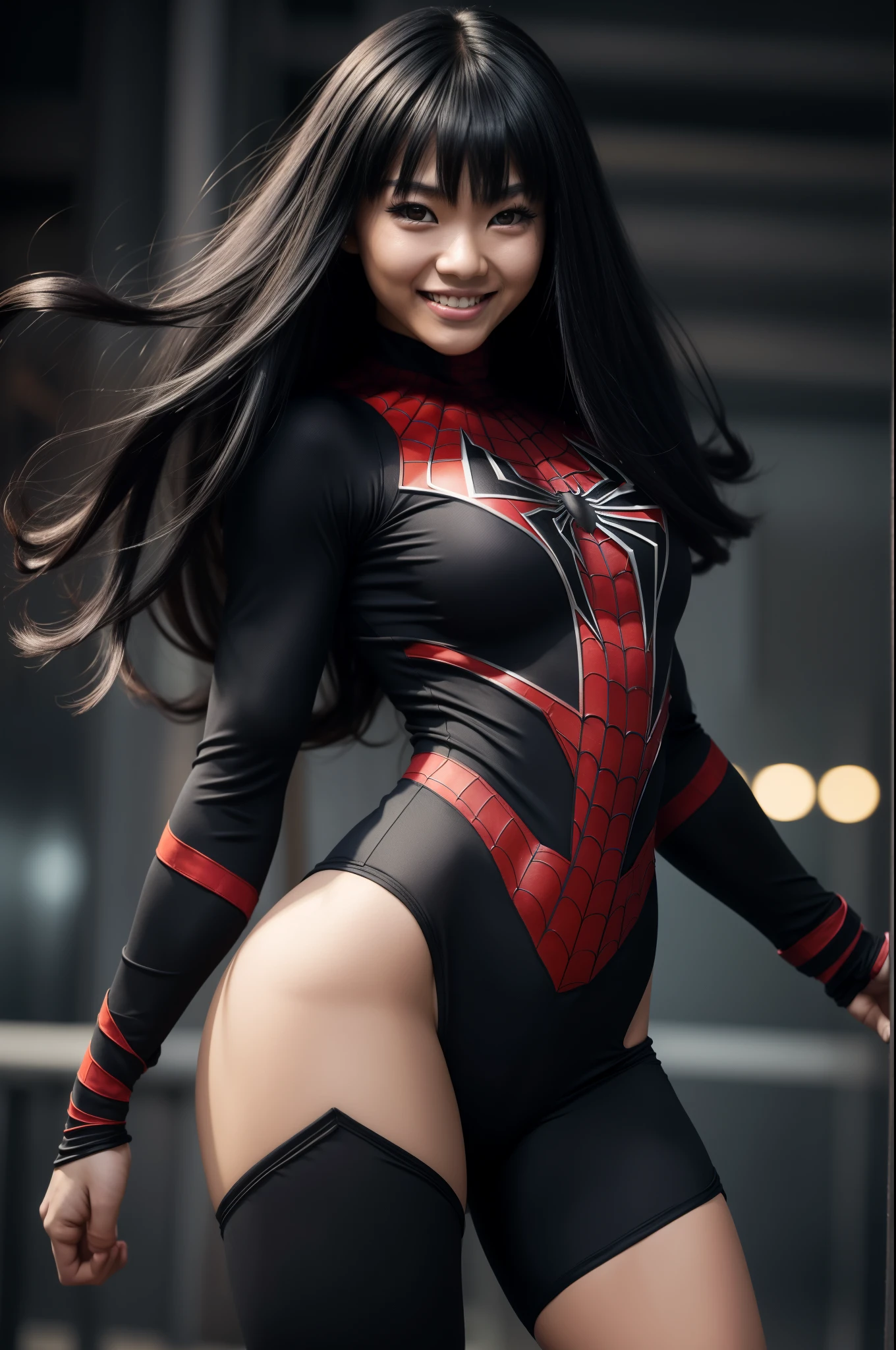 A woman in a spider - man costume posing for a picture - SeaArt AI