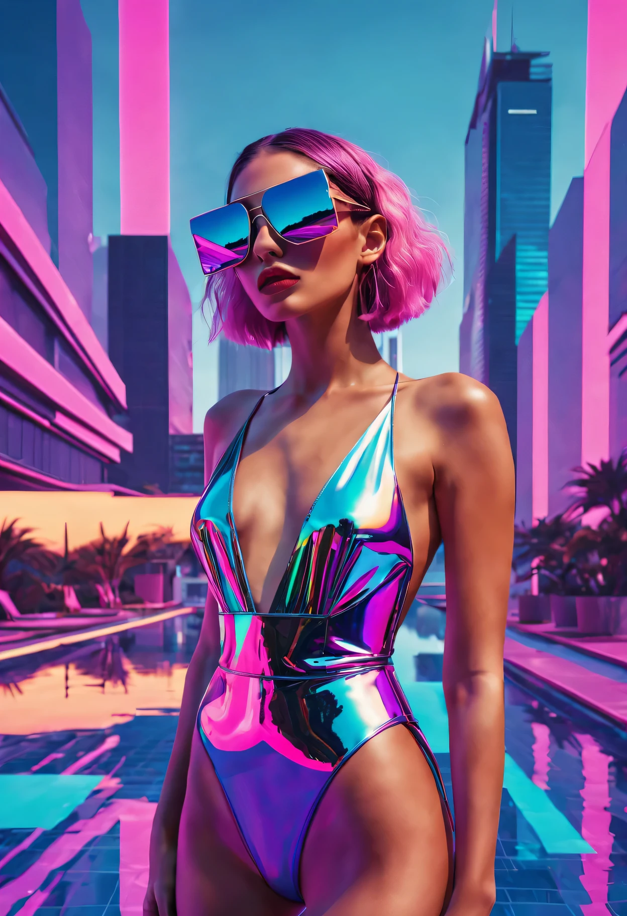 Vapor Wave High Cut Leg Bodysuit