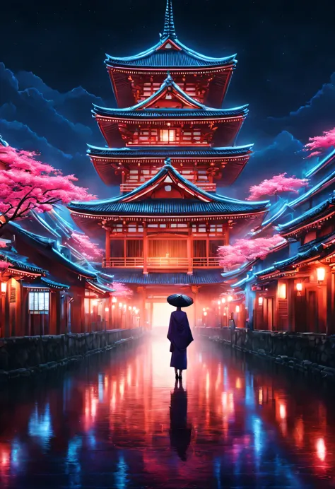 The aesthetics of Vaporwave,ネオンカラーで描くMaikoさん,Kyoto,Kiyomizu temple,Around Ninenzaka,Maiko,最高にかわいいMaikoさん,kimono,Kiyomizu temple周...