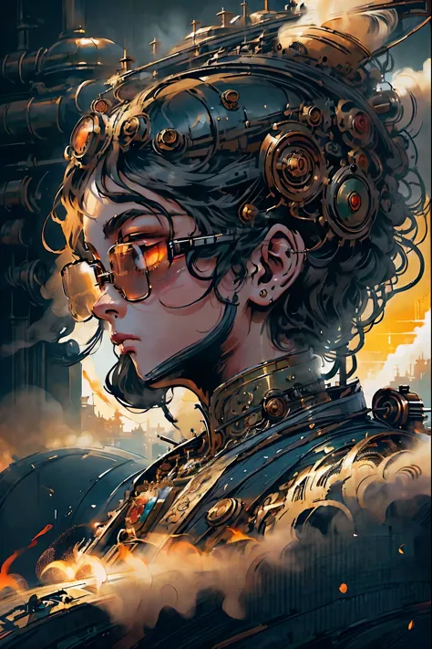 (masterpiece,top quality,best quality,official art,Beautiful and beautiful:1.2),Steampunk, Victorian mechanical world,steam trai...
