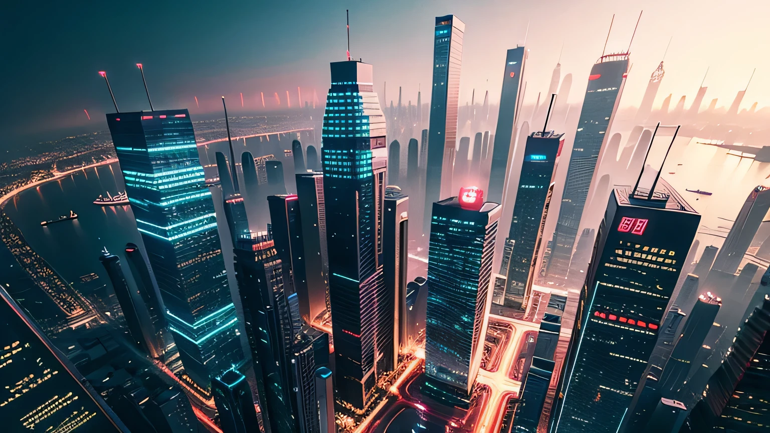 city top down，big city，bright lights，Chinese knot，sense of technology ...