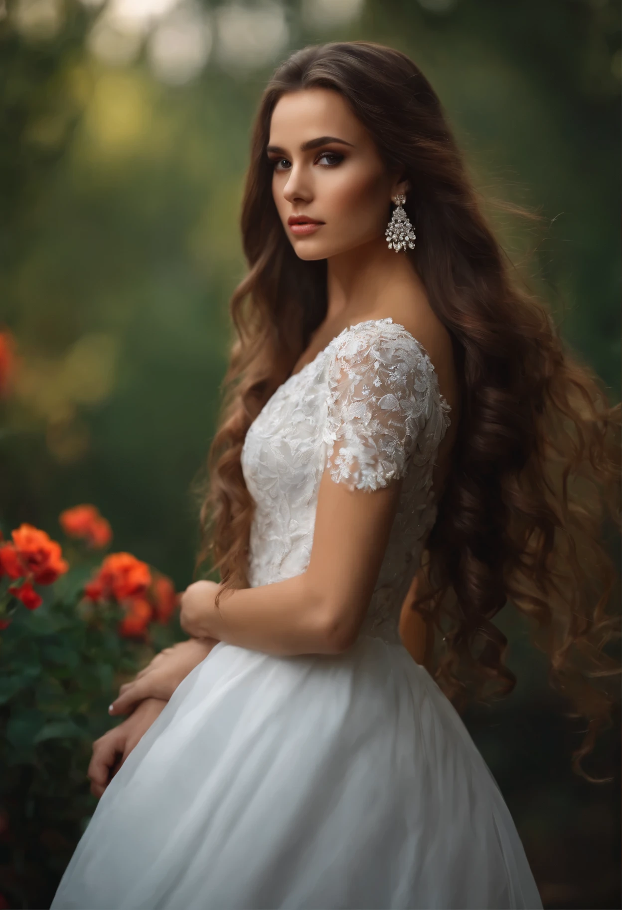Beautiful Woman in White Off Shoulder Gown · Free Stock Photo