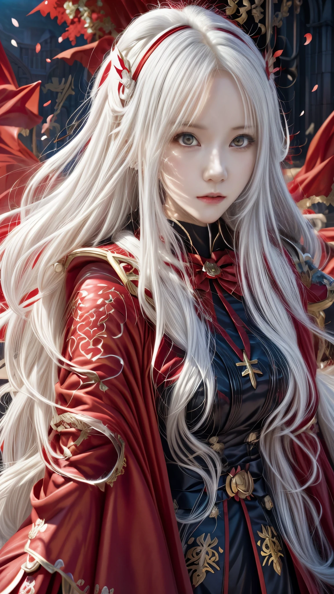 anime, a woman with long white hair and a red cape, white haired deity, detailed digital anime art, edelgard fire emblem, clean detailed anime art, detailed anime character art, detailed anime art, edelgard from fire emblem, detailed anime artwork, anime fantasy illustration, beautiful anime portrait, anime illustration, detailed key anime art, anime character art, beautiful anime artwork