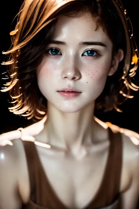 highest quality, (dramatic lighting:0.7), masterpiece, high angle shot, Raw photo of (Pale 21 year old woman with short hair, lo...