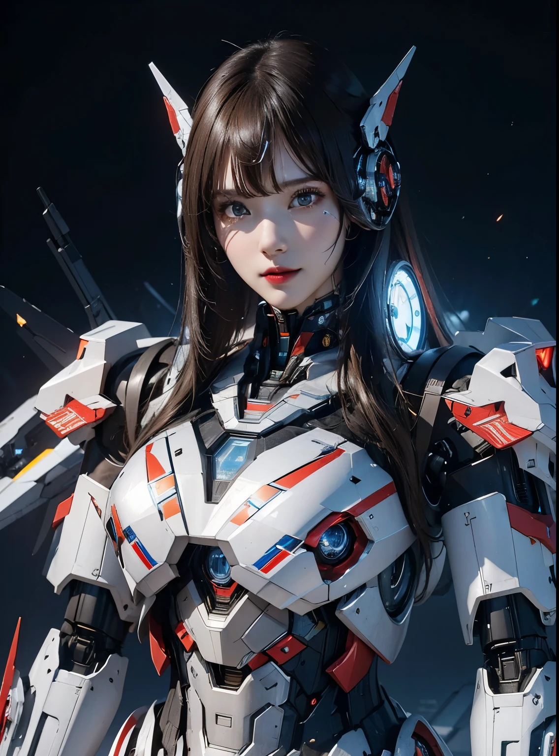 super detalhado, detalhes avançados, alta qualidade, Melhor qualidade, Alta resolução, 1080P, disco rígido, lindo,(patriota de ferro),lindoサイボーグの女性,Mecha Ciborgue ,modo de batalha, with mechaanical body,Ela usa um futurista ,patriota de ferro,mecha,tiro de corpo inteiro