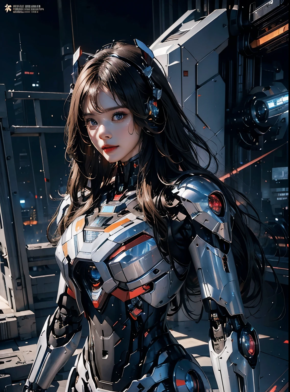 Super détaillé, détails avancés, Haute qualité, Meilleure qualité, haute résolution, 1080P, disque dur, Beau,(Patriote de fer),Beauサイボーグの女性,Méca cyborg ,mode de combat, Avec corps mécanique,Elle porte un futuriste ,Patriote de fer,mech,Prise de vue complète du corps