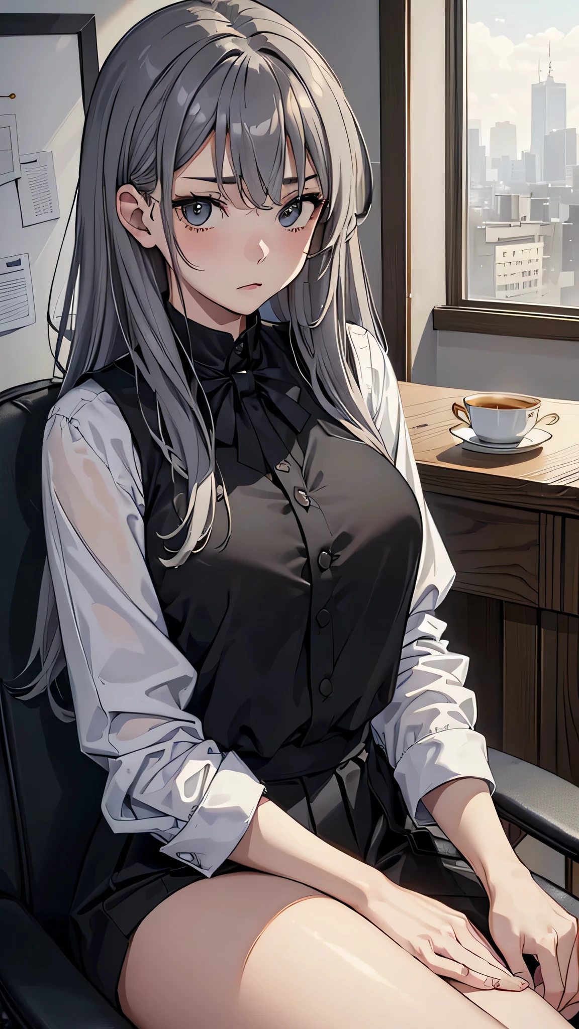 Anime girl sitting in a chair with a laptop in her lap - SeaArt AI